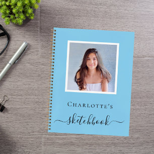 Schetsboek babyblauw foto kinderen typografie notitieboek