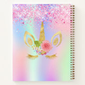 Schetsboek eenhoorn gezicht roze paarse holografis notitieboek (Achterkant)