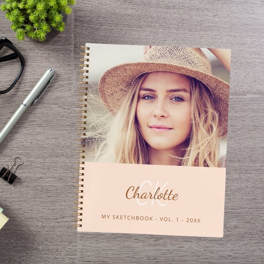 Schetsboek foto perzik monogram notitieboek