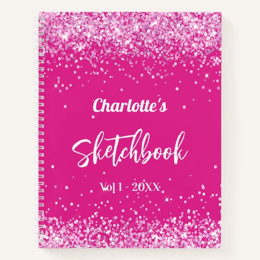 Schetsboek heet roze confetti meisje notitieboek (Voorkant)