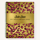 Schetsboek luipaard patroon smaragd roze gouden no notitieboek (Voorkant)