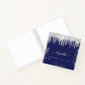 Schetsboek marine blauw wit monogram naam notitieboek (Binnen)