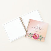 Schetsboek roos goudflormonogram notitieboek (Binnen)