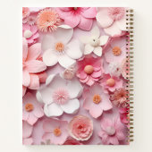 Schetsboek Roze witte bloemen naam script Notitieboek (Achterkant)