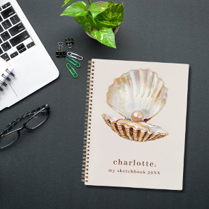 Schetsboek zee shell parel beige modern notitieboek