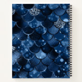 Schetsboek zeemeermin schubben blauwe naam notitieboek (Achterkant)