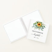 Schetsboek zonnebloemen eucalyptus groen script notitieboek (Binnen)