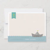 Schetsboot Monogram Vlag Kinderbriefpapier Kaart (Voorkant)