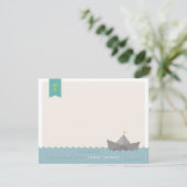 Schetsboot Monogram Vlag Kinderbriefpapier Kaart (Staand voorkant)