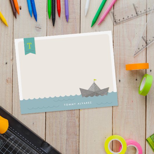 Schetsboot Monogram Vlag Kinderbriefpapier Kaart