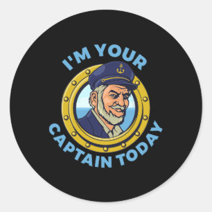 Schetsboot Zeilkapitein Bootvaren Skipper Zeiler S Ronde Sticker