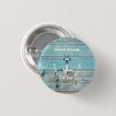 Schetsbootnaam Anker Rustiek Hout Ronde Button 3,2 Cm (Voorkant /achterkant)