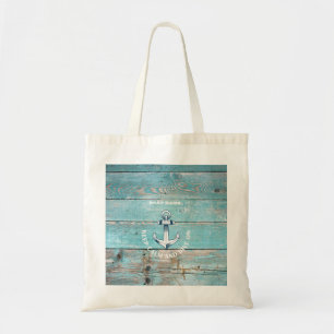 Schetsbootnaam Anker Rustiek Hout Tote Bag