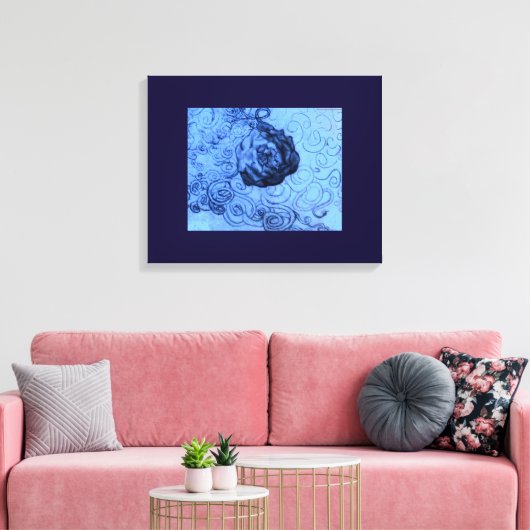 Schetsdruk "Blue Roos Dream" op canvas Afdruk (Insitu (Woonkamer))