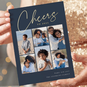 Schetsen Cursief 6 Foto Collage Nieuwjaar Folie Feestdagenkaart