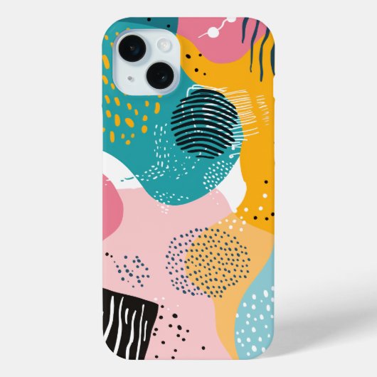 Schetsen en doodles op kleurrijke vormen Case-Mate iPhone case (Achterkant)