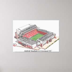 Schetsen van Anfield Stadium thuisbasis van Liverp Canvas Afdruk
