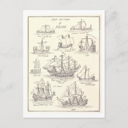 Schetsen van Old Ships Briefkaart (Voorkant)