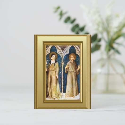 Schetsen van St. Clare en St. Francis Assisi Briefkaart (Staand voorkant)