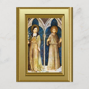 Schetsen van St. Clare en St. Francis Assisi Briefkaart