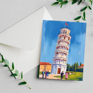 Schetskaart van de Scheve Toren van Pisa Italië