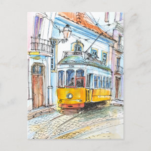 Schetskunst Portugal's Trem Briefkaart