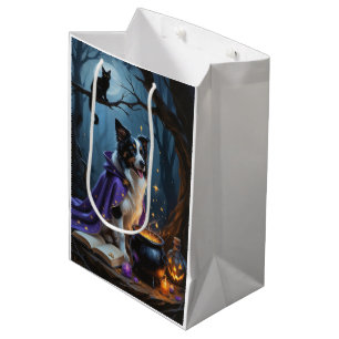 Schetsmatige Halloween-schildering van Border Coll Medium Cadeauzakje