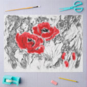 Schetspotlood met hand getrokken rode papaverbloem tissuepapier (Craft)