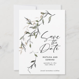 Schetst blad botanische bladeren moderne bruiloft save the date