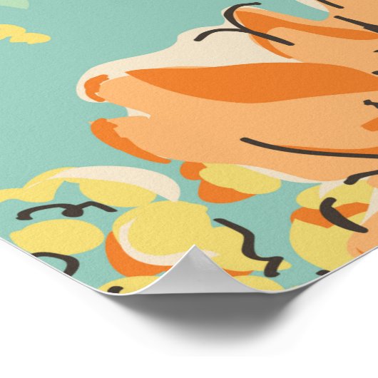 Schetst bloemontwerp in heldere kleuren - naadloos poster (Hoek)