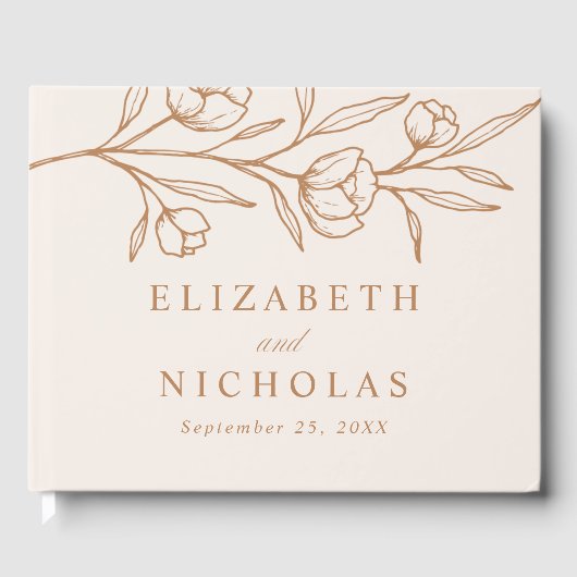 Schetste Bloemenamandel en koper foto bruiloft Gastenboek (Voorkant)