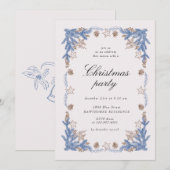 Schetste  Blue Golden Christmas Party Kaart (Voorkant / Achterkant)