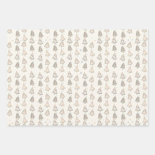 Schetste Boho Trees Holiday Wrapping Paper (Voorkant)