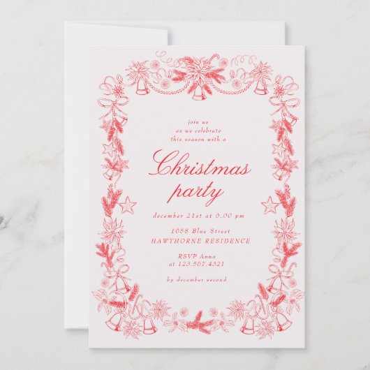 Schetste rode kerstfeest kaart (Voorkant)