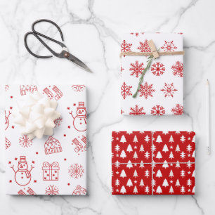 Schetste rood wit vakantie inpakpapier vel