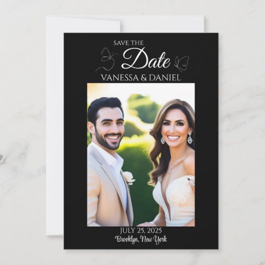 Schetste vlinders Sla de datum fotokaart op Save The Date (Voorkant)