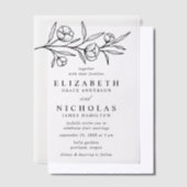 Schetste zwarte bloemen bruiloft vellum uitnodigingen (Offset)