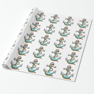 Schetstouw en anker cadeaupapier