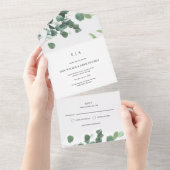 Scheur af Botanische Waterverf Eucalyptus Bruiloft All In One Uitnodiging (Afscheurbaar)