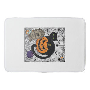 Scheur Halloween Zwarte Kat Pompoen Grafsteen Kete Badmat