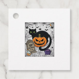 Scheur Halloween Zwarte Kat Pompoen Grafsteen Kete Bedankjes Labels