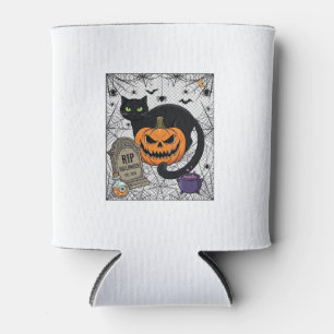 Scheur Halloween Zwarte Kat Pompoen Grafsteen Kete Blikjeskoeler