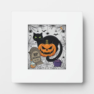 Scheur Halloween Zwarte Kat Pompoen Grafsteen Kete Fotoplaat