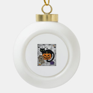 Scheur Halloween Zwarte Kat Pompoen Grafsteen Kete Keramische Bal Ornament