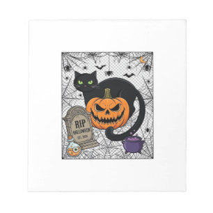 Scheur Halloween Zwarte Kat Pompoen Grafsteen Kete Notitieblok