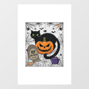 Scheur Halloween Zwarte Kat Pompoen Grafsteen Kete Raamsticker