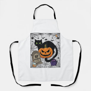 Scheur Halloween Zwarte Kat Pompoen Grafsteen Kete Schort
