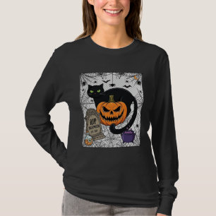 Scheur Halloween Zwarte Kat Pompoen Grafsteen Kete T-shirt