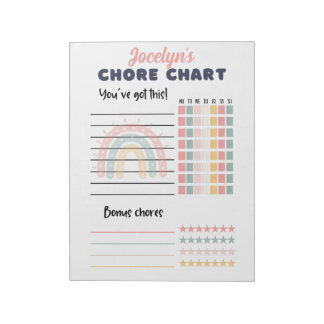 Scheur weg Chore chart, met de naam boho regenboog Notitieblok