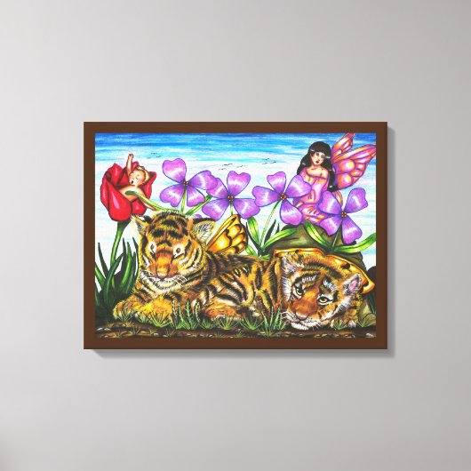 Scheuren en Baby-sprooktijgers fantasie originele Canvas Afdruk (Voorkant)